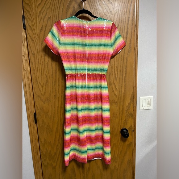 J Crew Dress Women's Sz 2 Watermelon Sequined Lined A-line MIdi Sparke NWT $129 - Picture 11 of 12